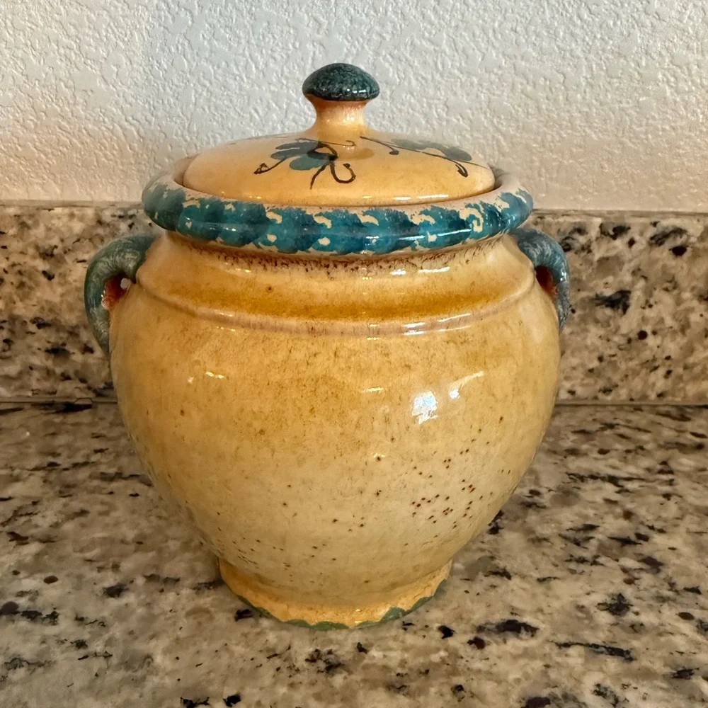 Williams Sonoma Ceramic Jar with Rooster Design Made in Italy (Small)